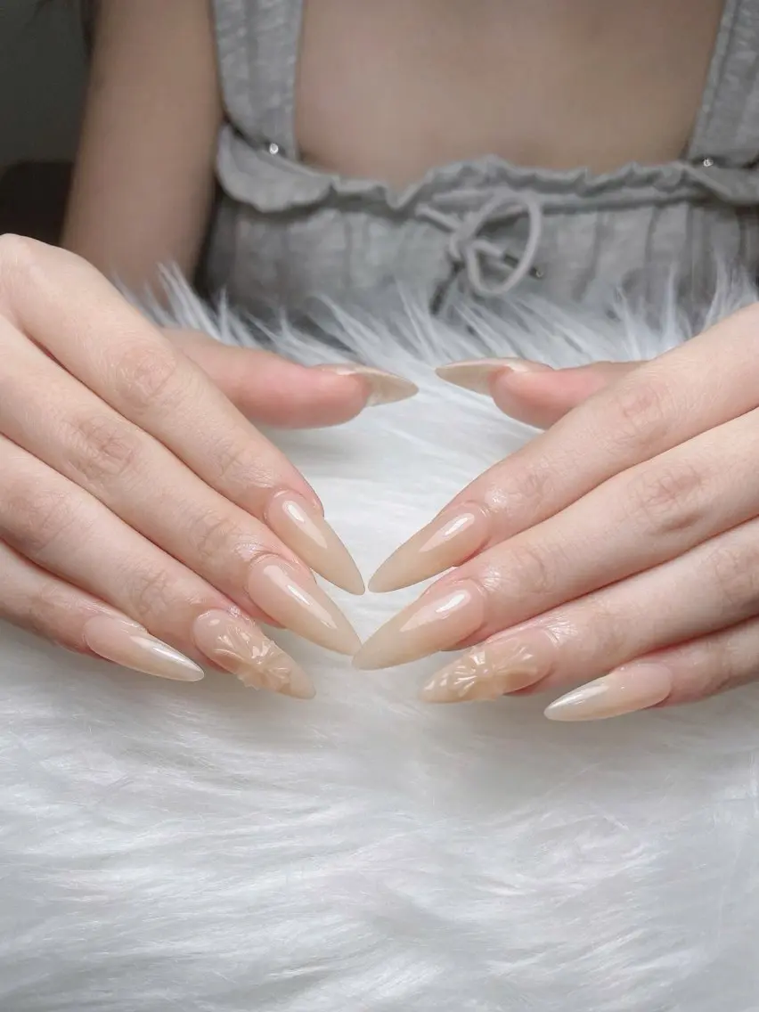 ネイル オーロラネイル ボルドー ブラウン 氷ネイル・うるうるネイル キラキラネイル ハンドネイル Sora  Nail 長さ出し専門店のネイルデザイン