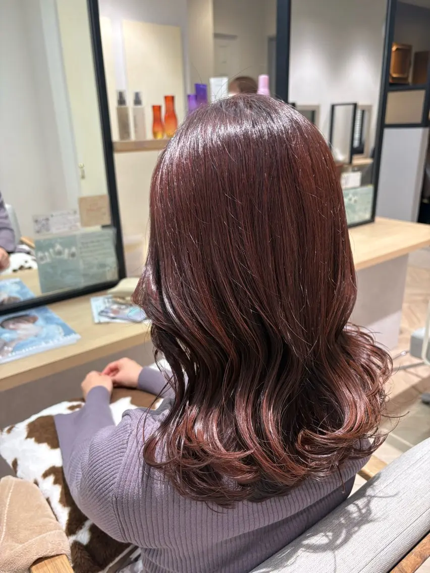 セミロング カラー カット ヘアカラー トリートメント あさかわ みほのヘアスタイル