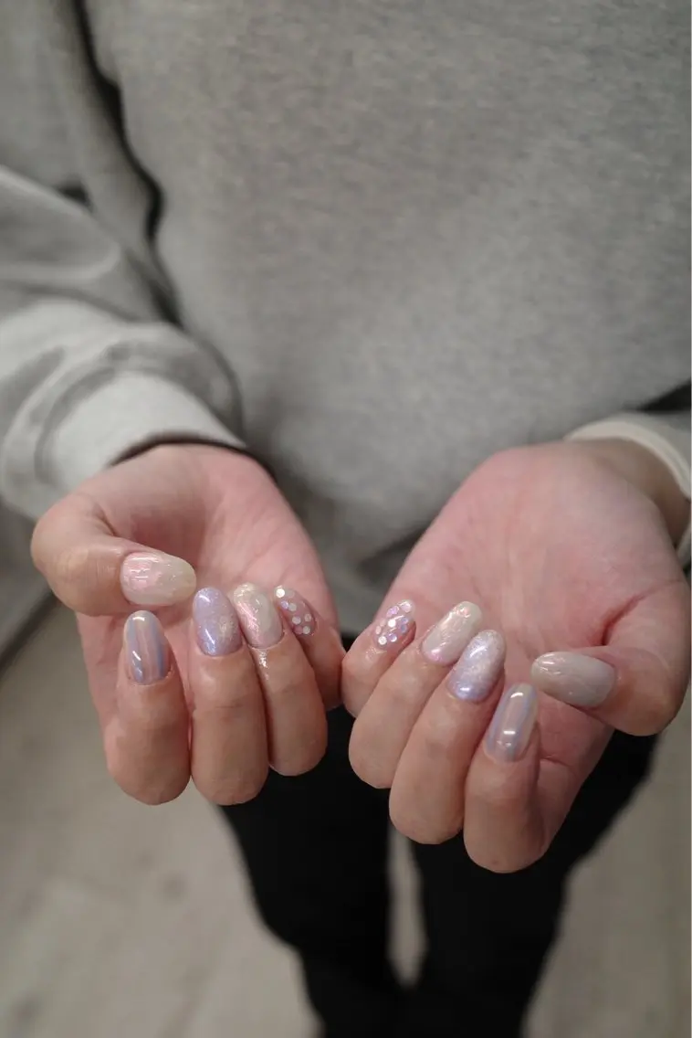 ネイル ホログラムネイル ハンドネイル She's nail 渋谷店のネイルデザイン