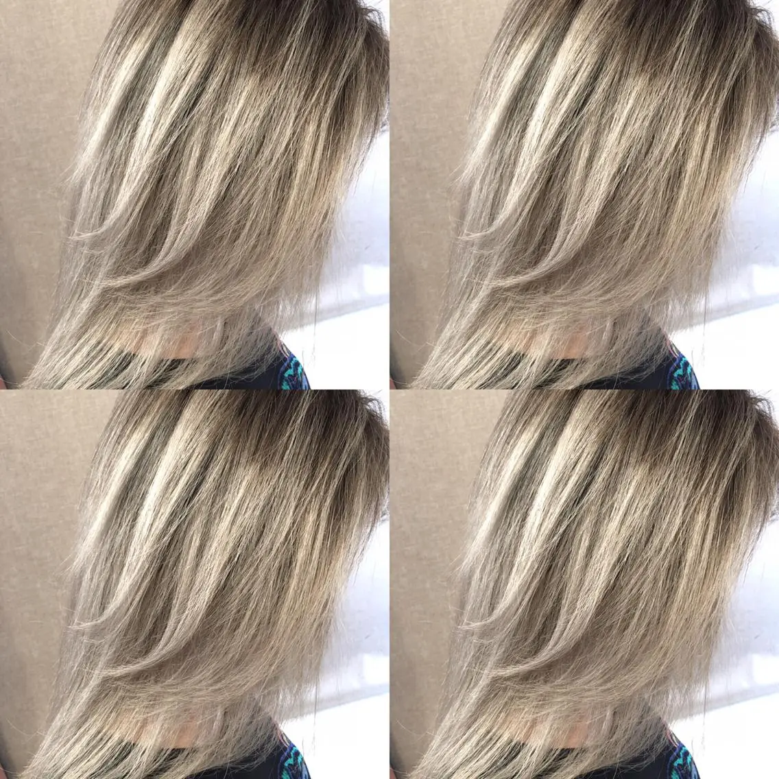 ミディアム カラー バレイヤージュ シルバー レイヤーカット 井上 一平のヘアスタイル
