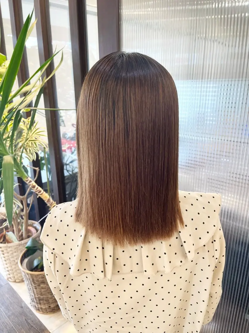 ミディアム カット 縮毛矯正 常盤 保奈美のヘアスタイル