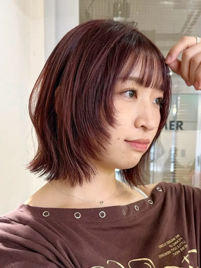 ミディアム カラー カット ヘアカラー トリートメント ‎♡アヤメ/レイヤー ボブ♡渋谷のヘアスタイル