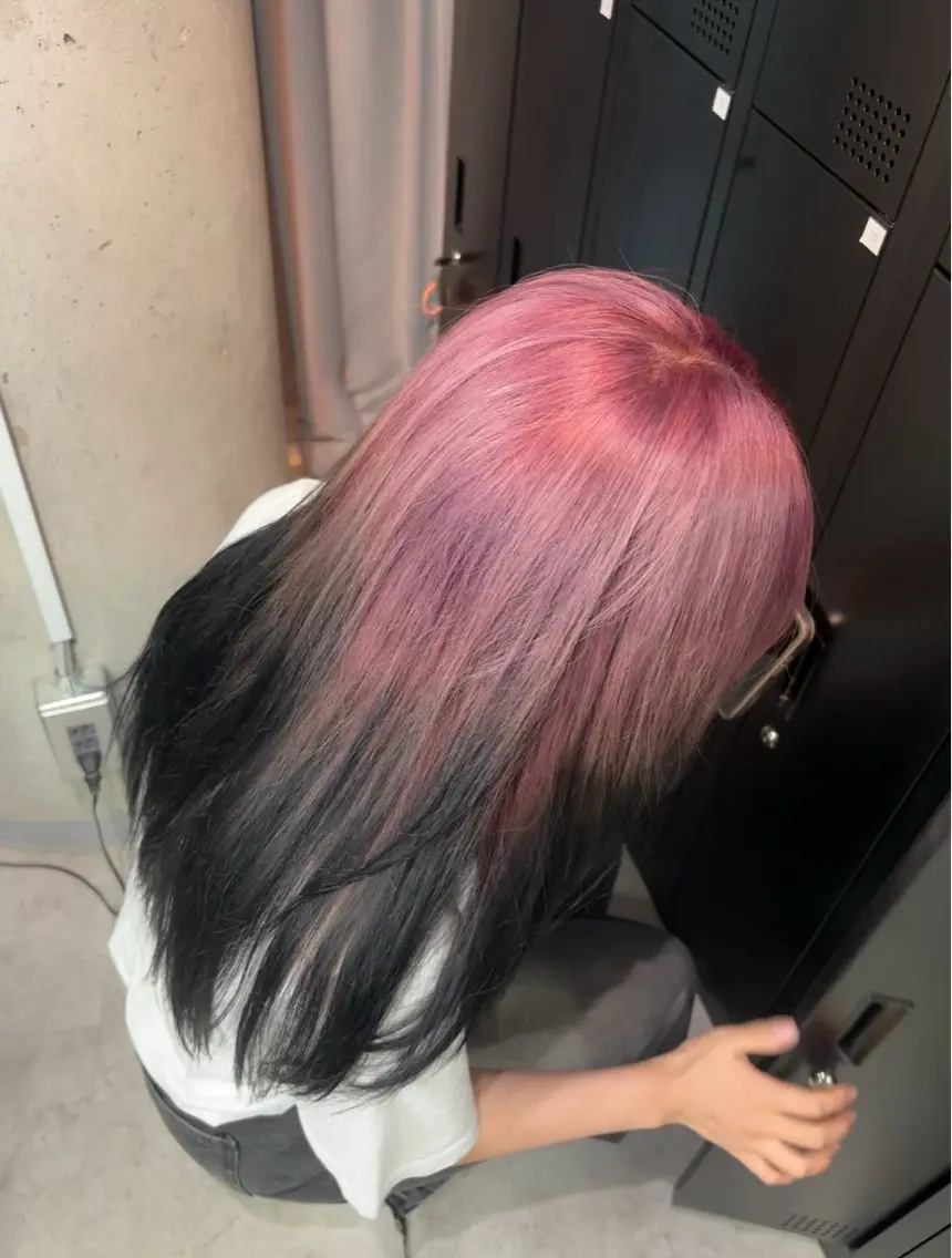 ロング カラー デザインカラー ヘアカラー トリートメント 落ちる黒 森崎雄斗のヘアスタイル
