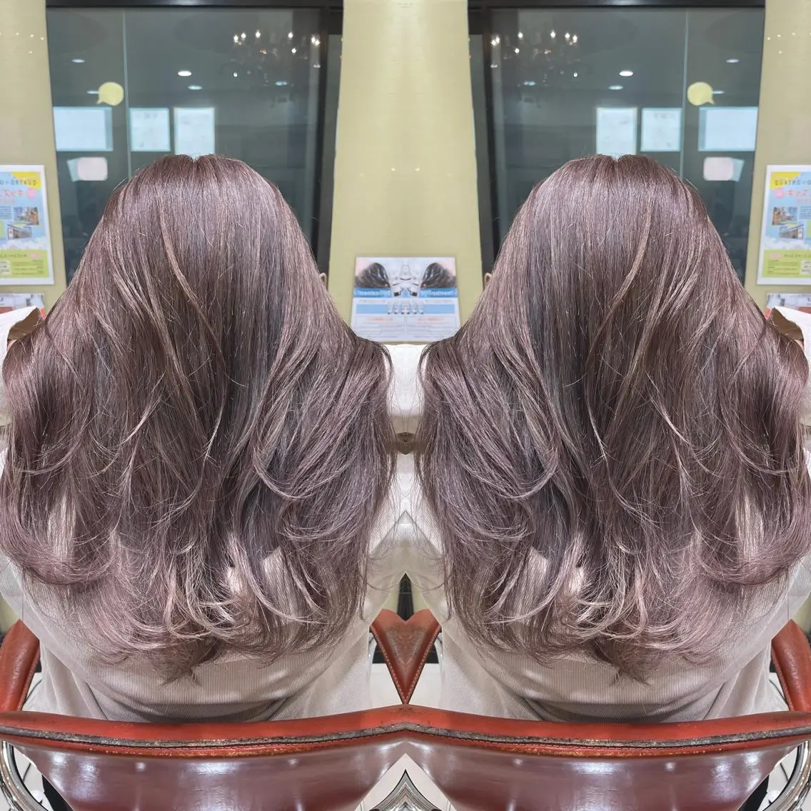 セミロング ヘアカラー Y Uのヘアスタイル