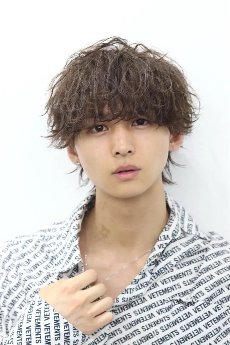 ミディアム カラー パーマ メンズ カット パーマ トリートメント ハイトーン/メンズマ ッシュ/KYOHEIのヘアスタイル
