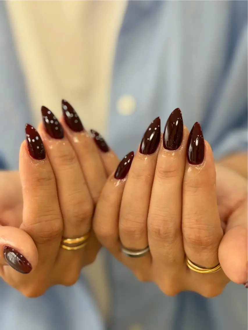 ネイル ボルドー ブラウン ロングネイル f. harukaのネイルデザイン