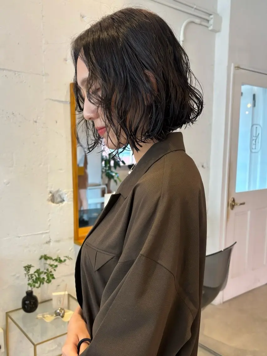 ショート ボブ カット パーマ トリートメント 🍑透明感hair ・NENE🍑のヘアスタイル