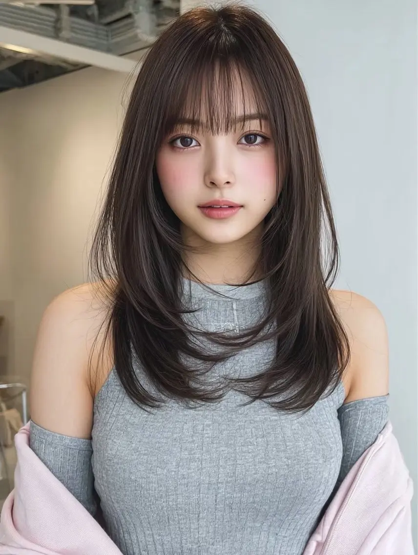 セミロング レイヤーカット 縮毛矯正 カット 縮毛矯正 トリートメント Link mili ゆうすけのヘアスタイル