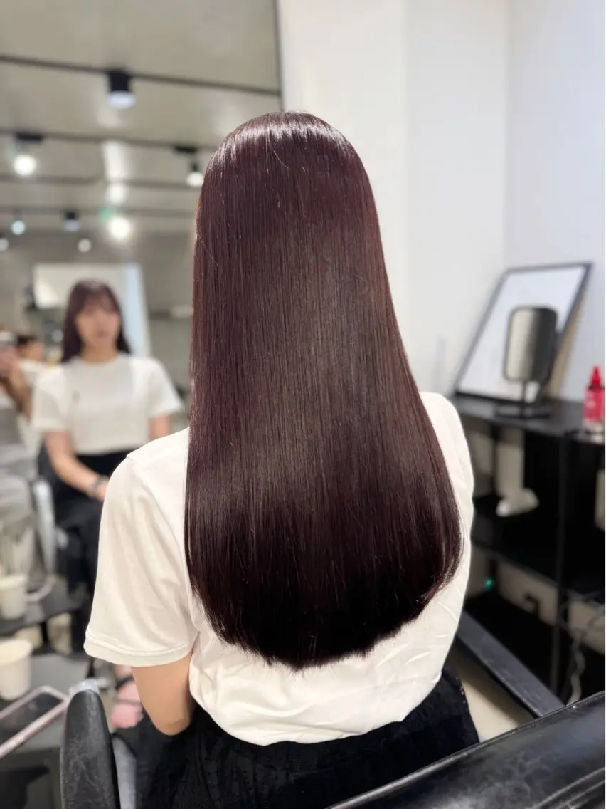ロング カラー パーマ ヘアアレンジ 透明感/オリーブ/ グレージュ/YUKAのヘアスタイル