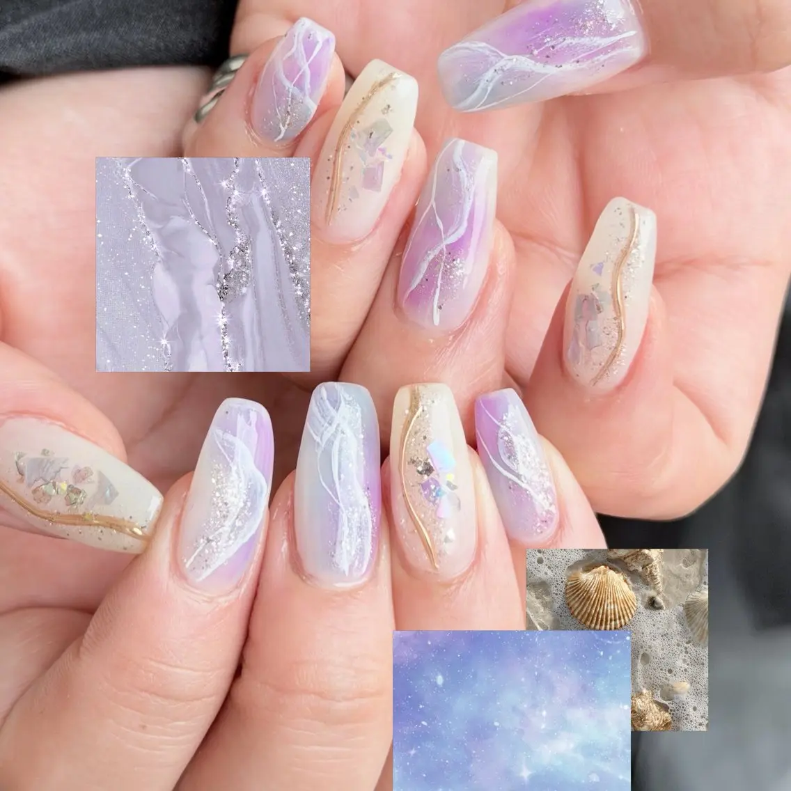 ネイル キラキラネイル 大理石ネイル(マーブル) ハンドネイル ciel nailのネイルデザイン