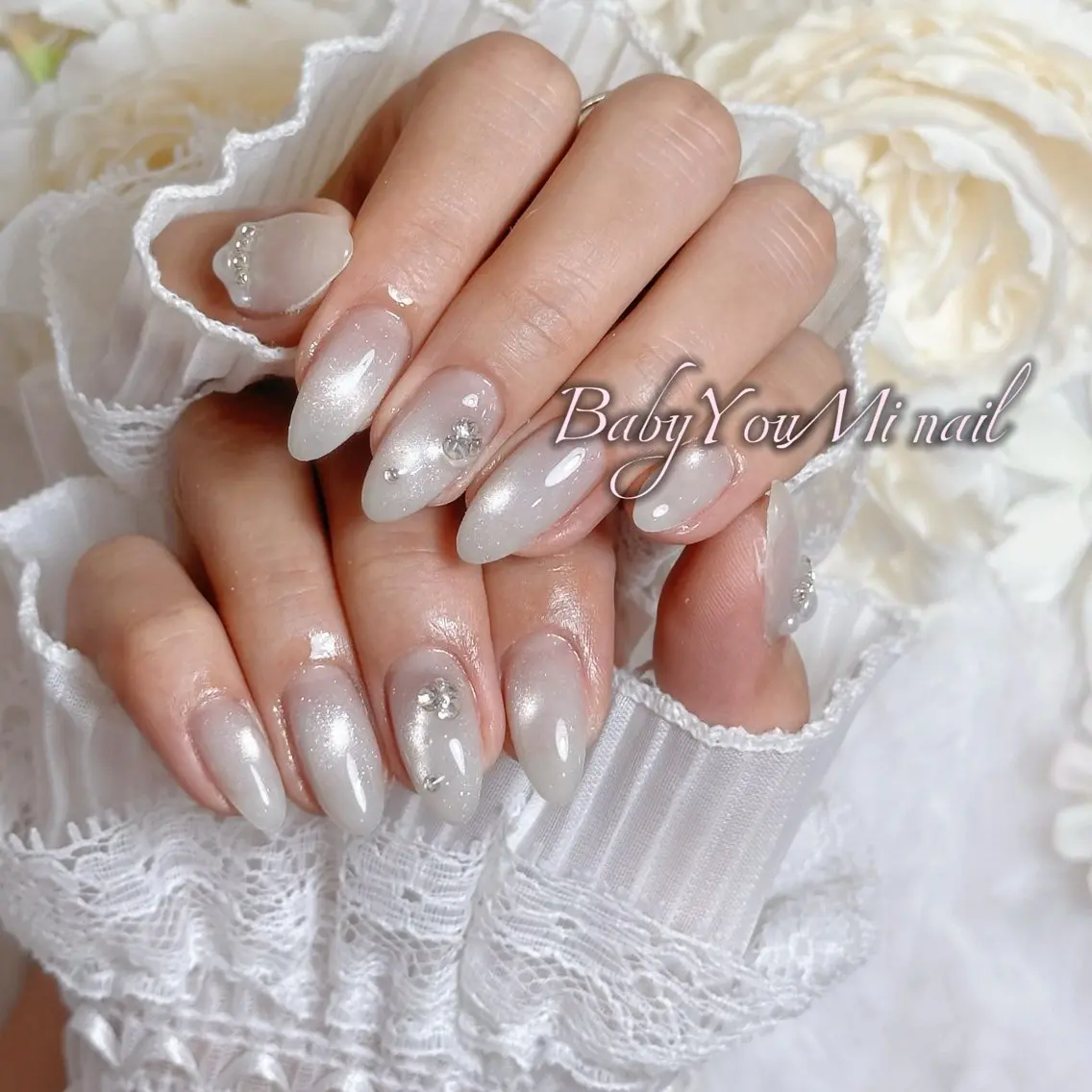 ネイル オーロラネイル チークネイル 成人式 フットネイル フレンチネイル ハンドネイル ハンドケア BabyYouMi nailのネイルデザイン
