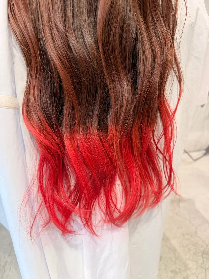ロング カラー ブリーチ レッドカラー 手話/耳が聞こえない 🦻🏻/山本しずほのヘアスタイル