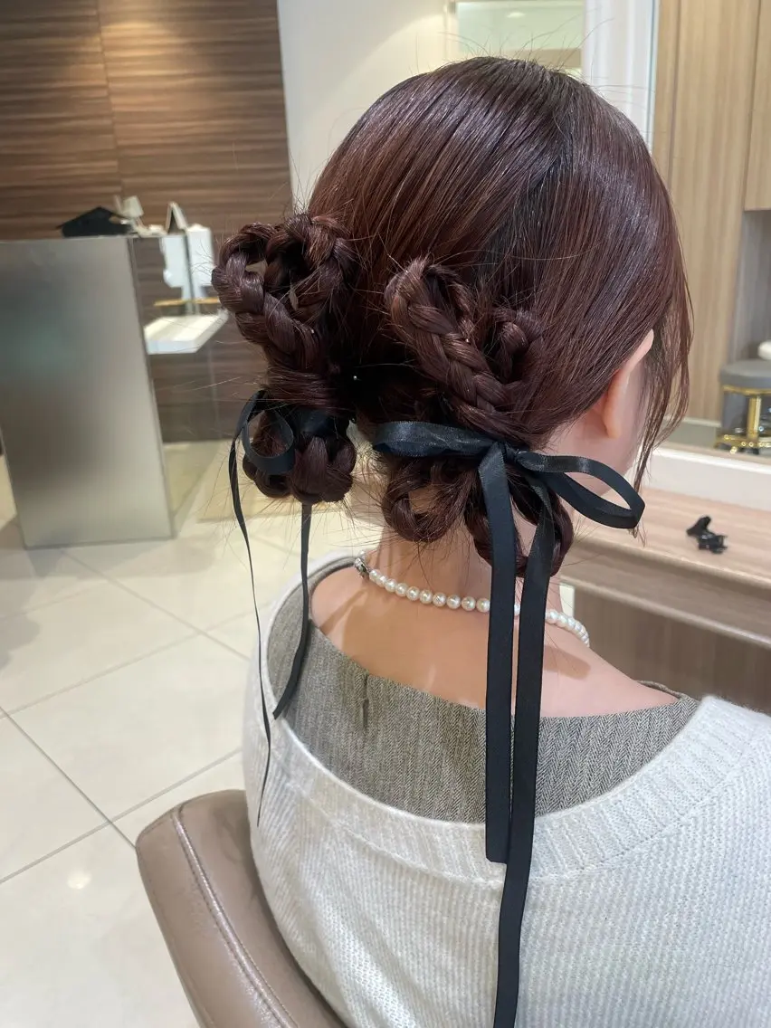 ロング ヘアアレンジ ヘアセット 韓国ヘアメイク🎀/ 縮毛矯正✨山本媛香のヘアスタイル