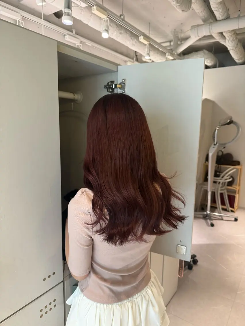 ロング カラー ブラウンカラー ピンクカラー ピンクブラウン カット ヘアカラー トリートメント 暖色カラー/艶髪/ 韓国/ひなのヘアスタイル
