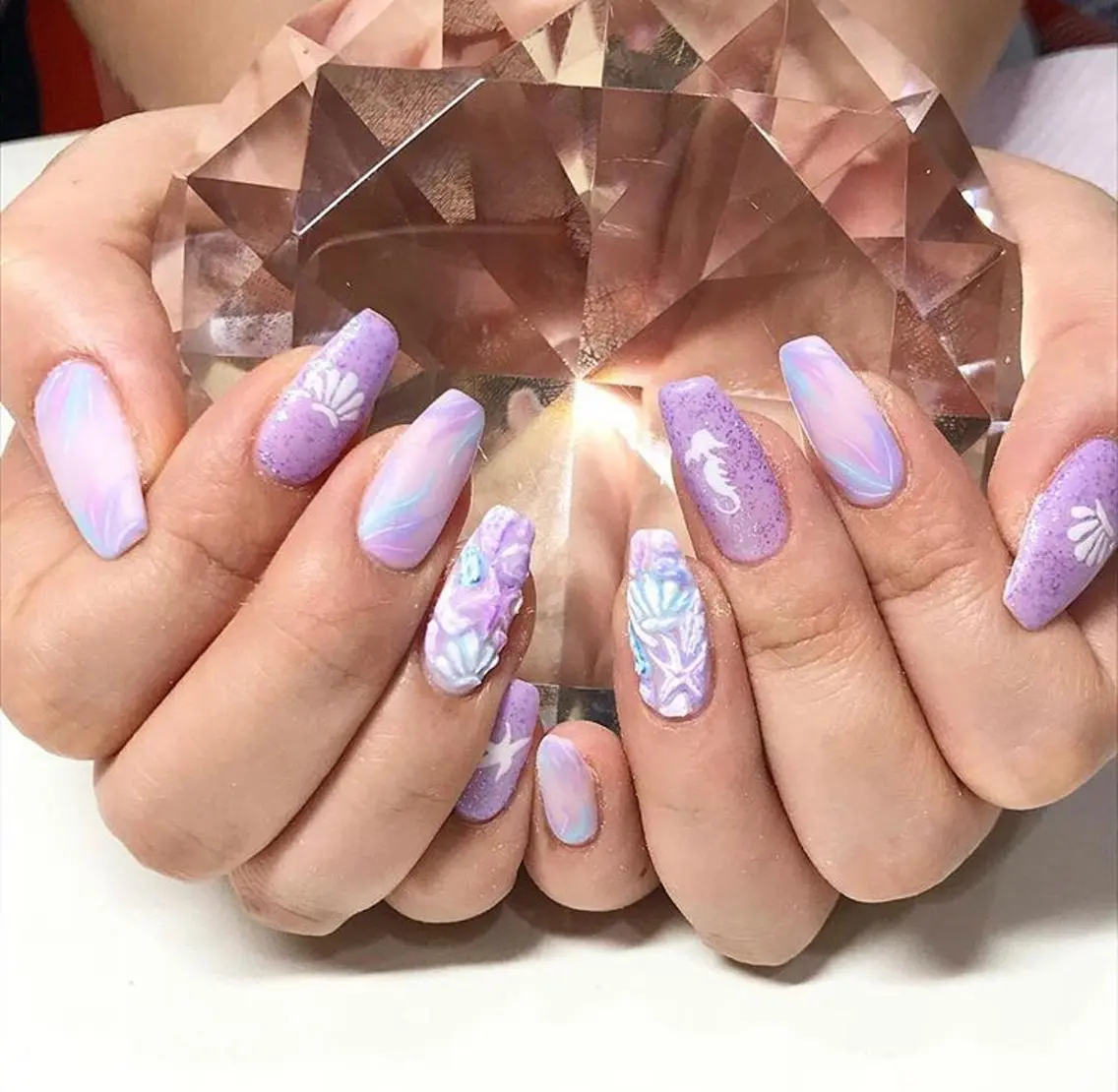 ネイル 渋谷／チップ長さ出し 👑アプレgel-xのネイルデザイン