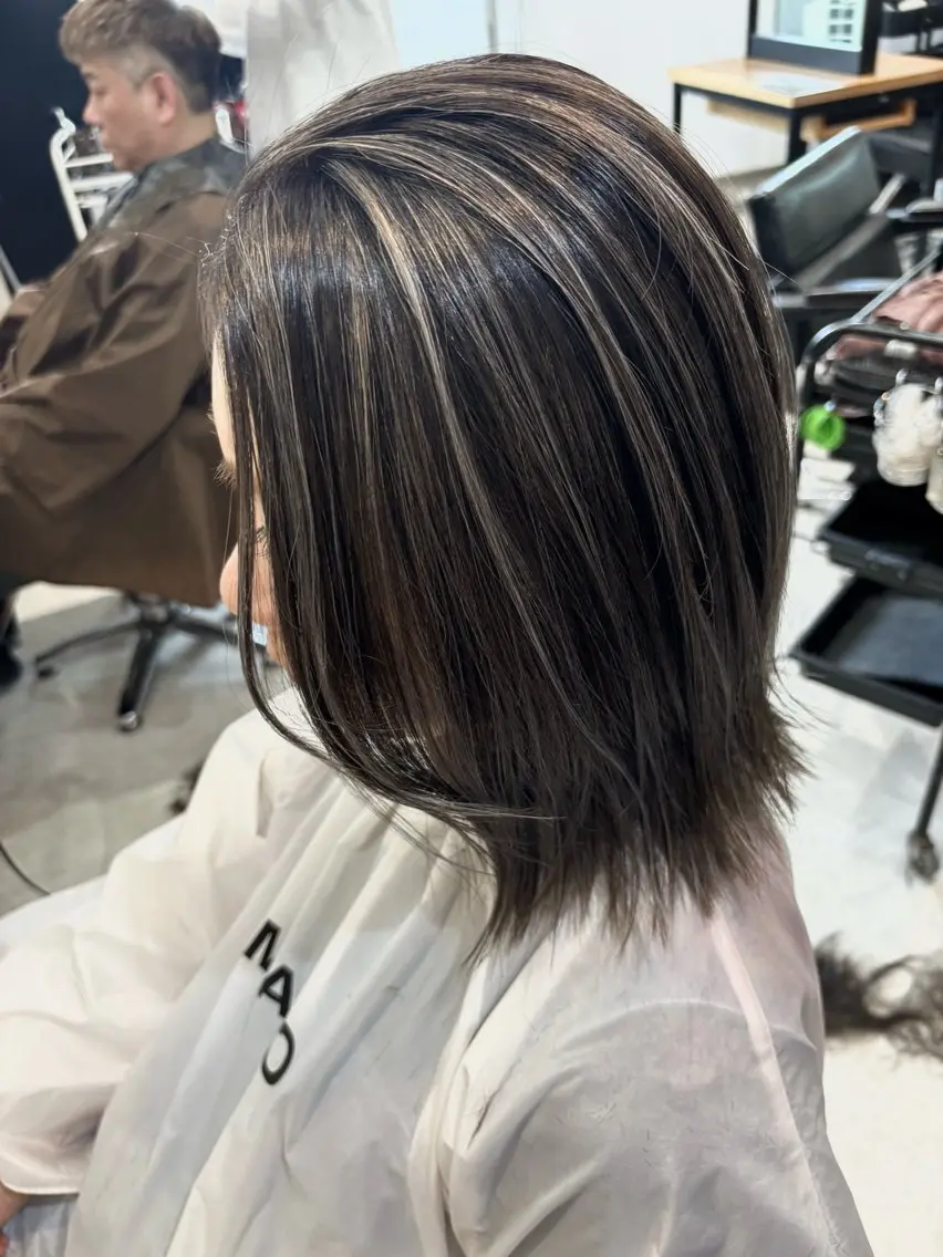 ミディアム カラー ハイライトカラー ハイライト ヘアカラー 松井那津子 /ハイライトブリーチのヘアスタイル