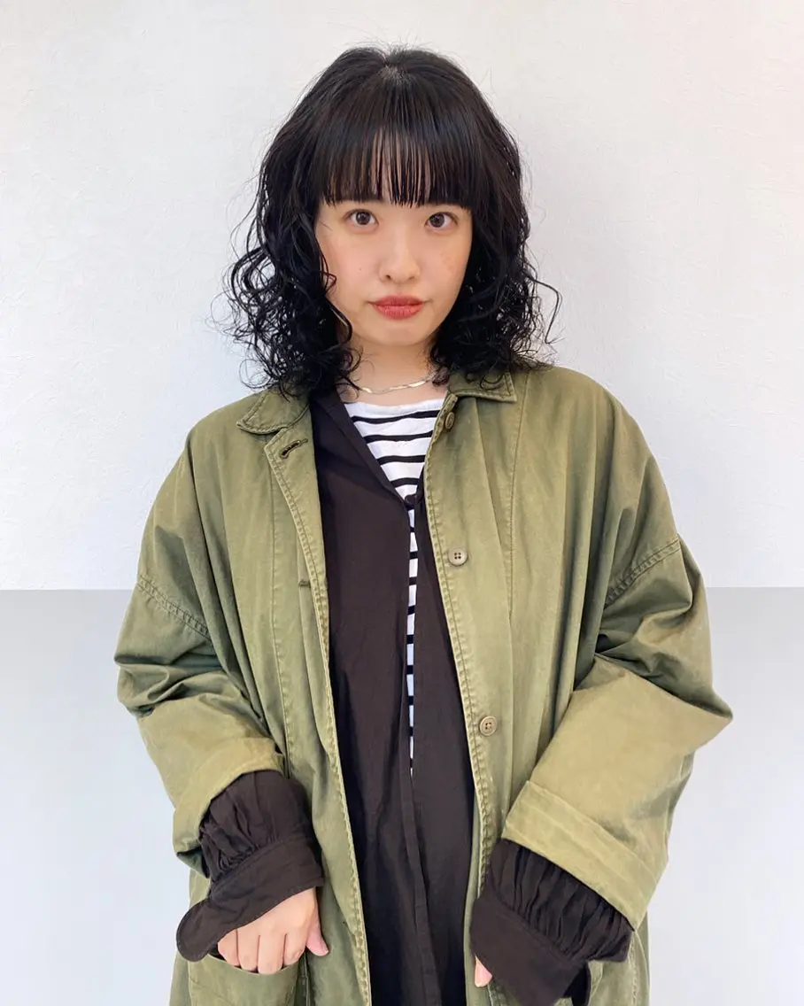 ミディアム カット パーマ 自由が丘 艶髪美容師✨生板🌿のヘアスタイル