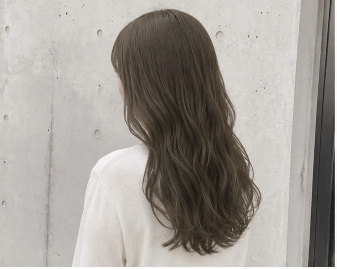 ロング カラー ヘアカラー トリートメント ヘッドスパ ヘアセット 💠透明感グレージュ /韓国風レイヤー💠のヘアスタイル