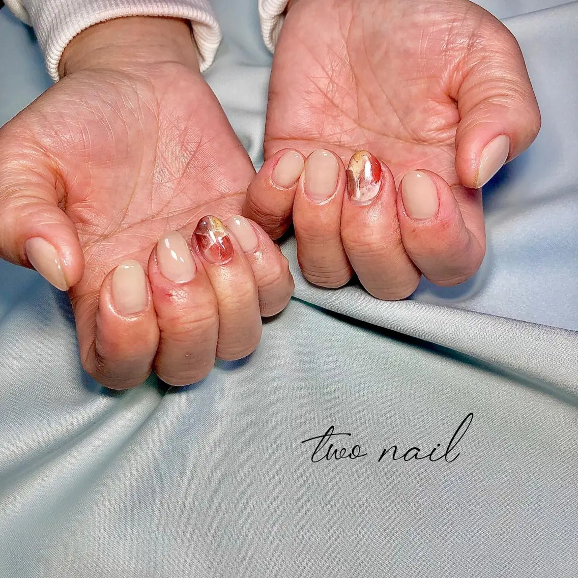 ネイル アートネイル フットネイル ハート 大理石ネイル(マーブル) ニュアンスネイル two nailのネイルデザイン