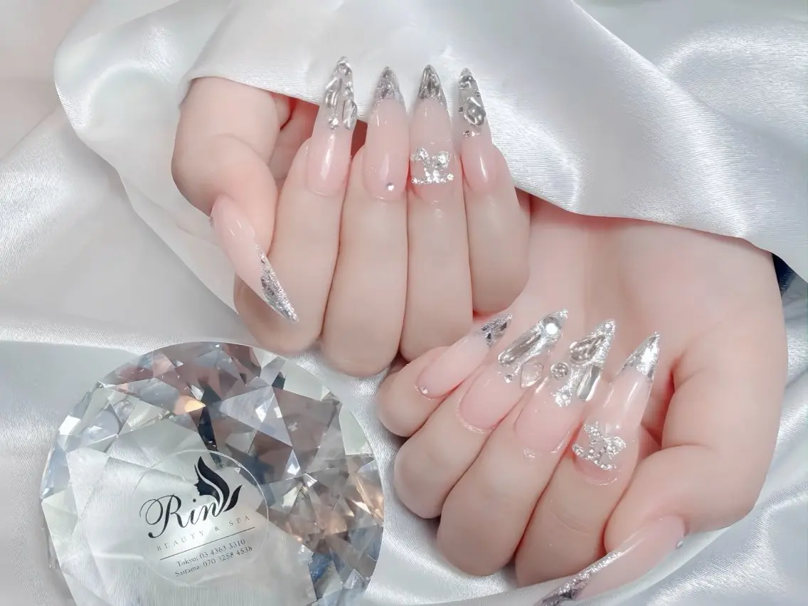 ネイル ブルー ジェルネイル ガーリー グラデーション グリーン ハンドネイル Rin Nail 新大久保店のネイルデザイン