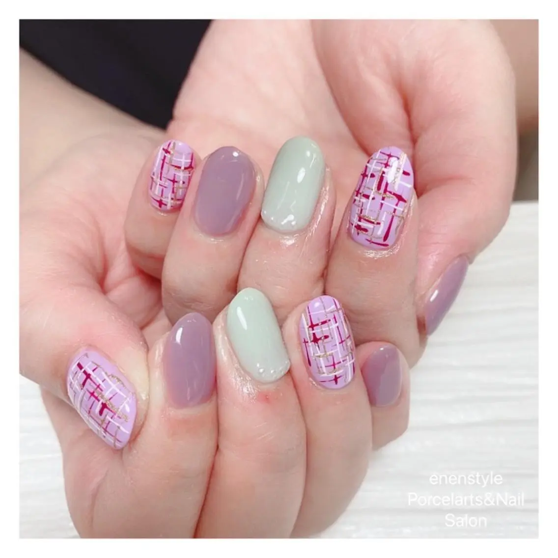 ミディアム ネイル ハンドネイル 🐾enen style 🐾のネイルデザイン