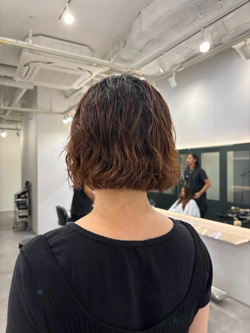 ショート パーマ ボブ くせ毛 カット パーマ トリートメント ハードパーマ Rico💜のヘアスタイル