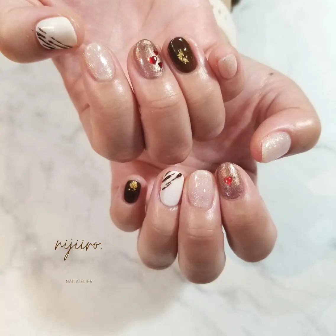 ネイル バレンタイン ハンドネイル nijiiro🌈 サトウのネイルデザイン