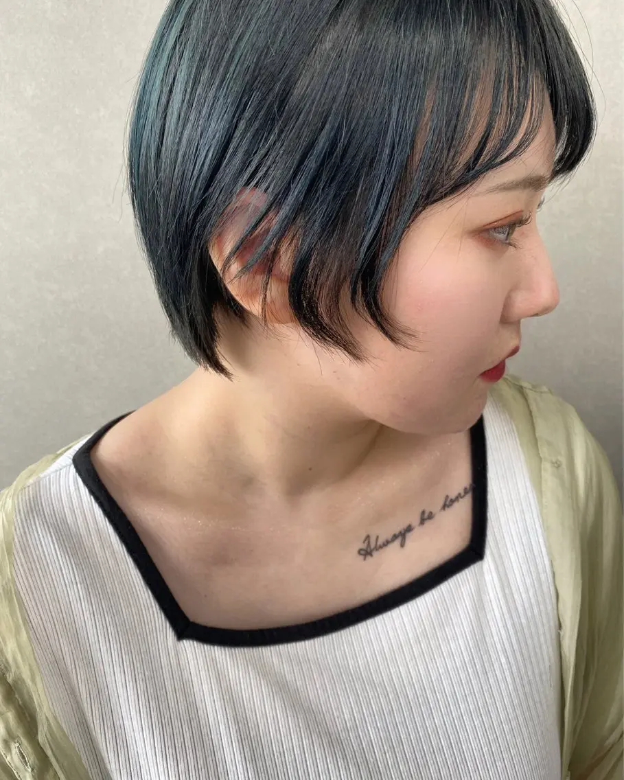 ショート カラー ブリーチ ダブルカラー ハイライトカラー ハイライト ショートヘア -福岡博多筑紫口- 大津成美のヘアスタイル