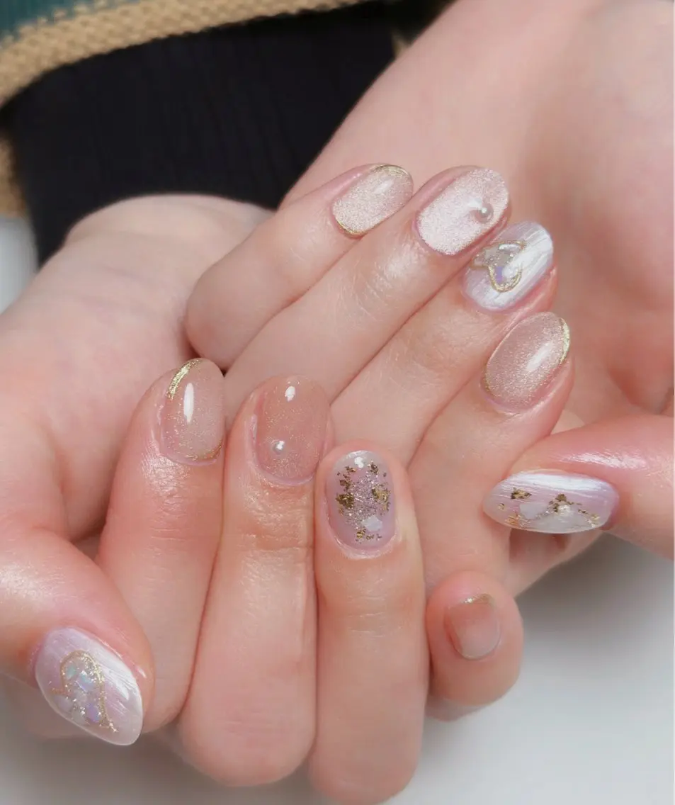 ネイル オーロラネイル 長さ出し フットネイル ラメ(グリッター) ラメグラデーション ハンドネイル 👍thumbs up nail👍のネイルデザイン