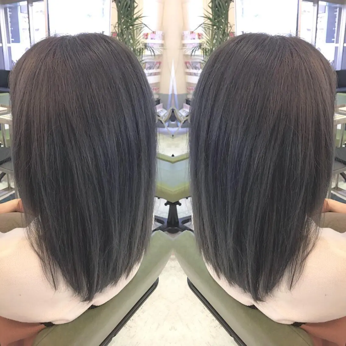 セミロング カラー ブルーカラー ブルージュ 青木 茂樹⭐️ 透明感カラーのヘアスタイル
