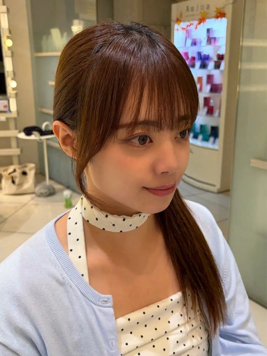 セミロング カラー カット ヘアカラー 盛れる顔周り/艶髪/ 縮毛矯正/まりのヘアスタイル