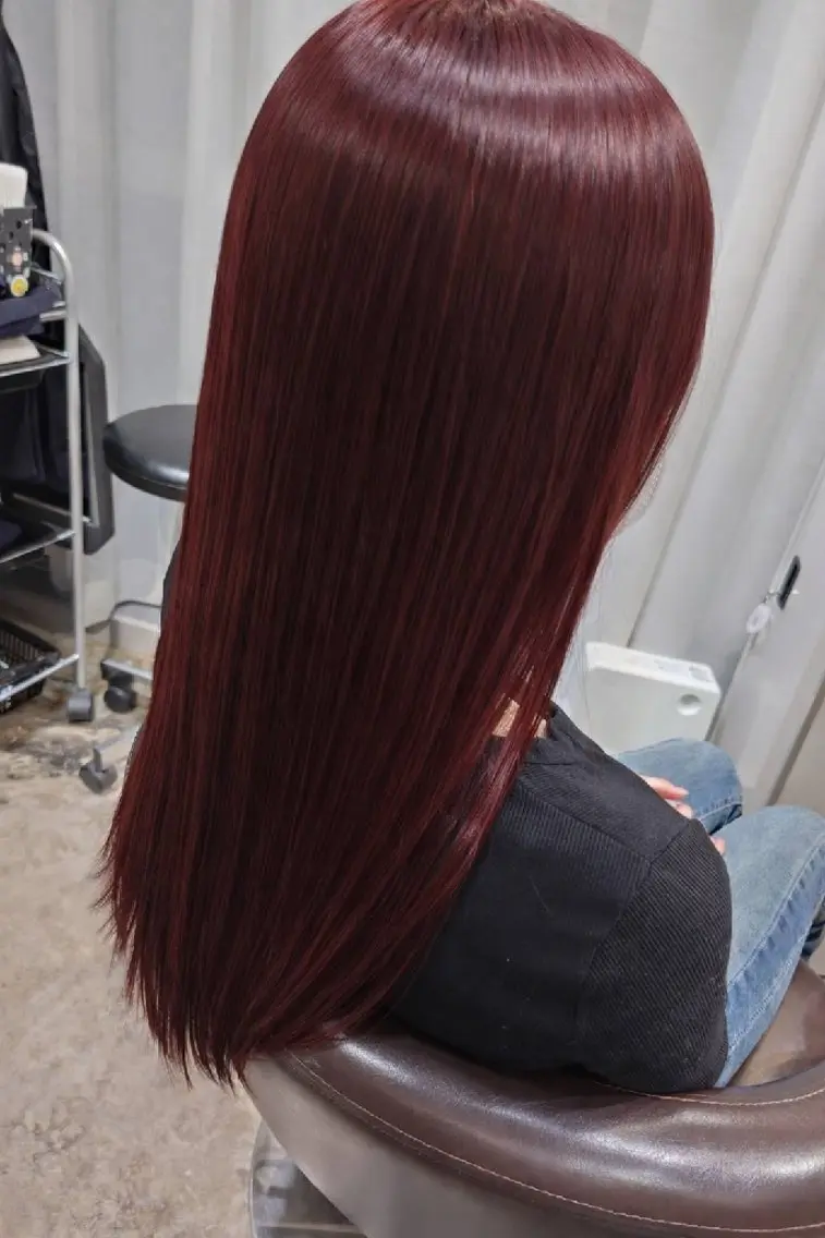 ロング ケアカラー 縮毛矯正✨艶髪 シノハラ✨髪質改善のヘアスタイル