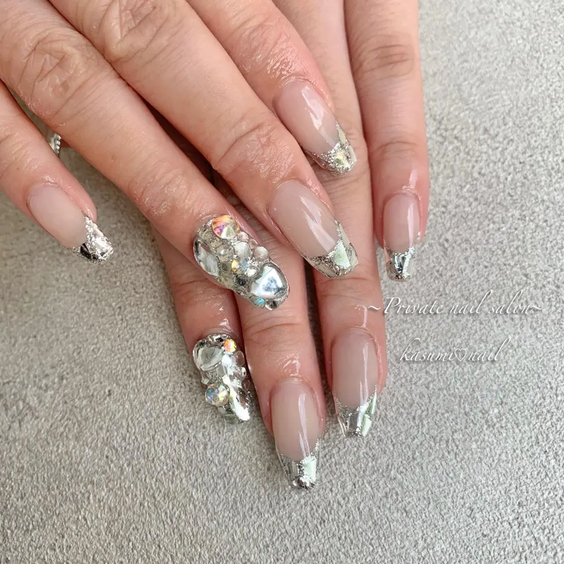ネイル フレンチネイル ラメ(グリッター) ミラーネイル ニュアンスネイル 冬ネイル KASUMI♡ Nailのネイルデザイン