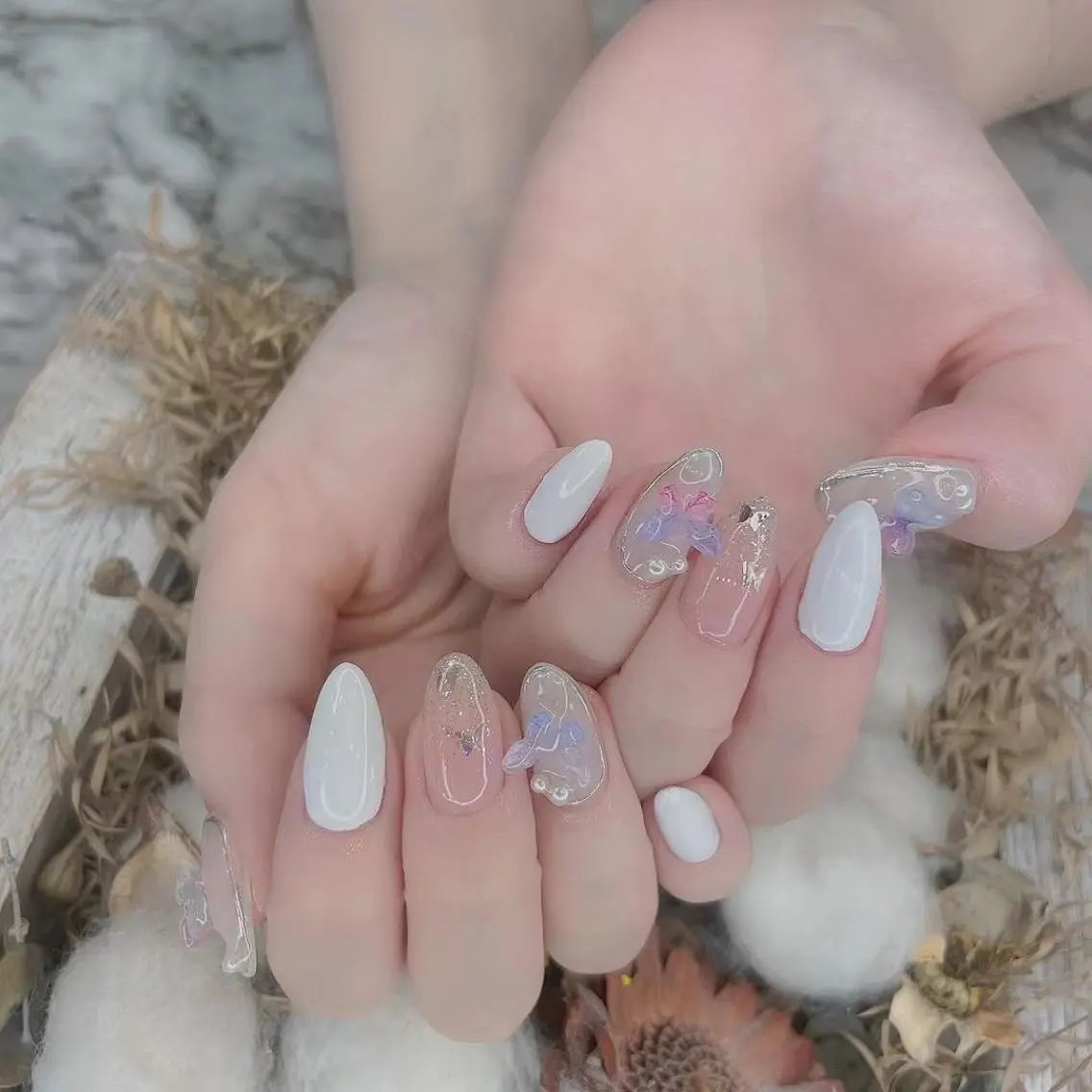 ネイル クリアネイル キラキラネイル ラメ(グリッター) ミラーネイル babarla Nailのネイルデザイン