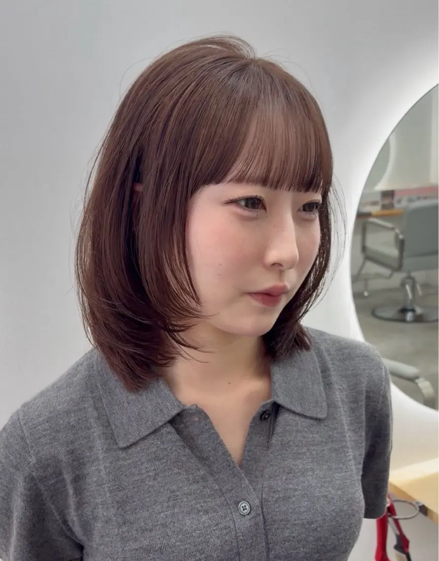 ミディアム カラー カット ヘアカラー トリートメント ベージュ⟡˖レイヤー ˖ ࣪⊹あずきのヘアスタイル