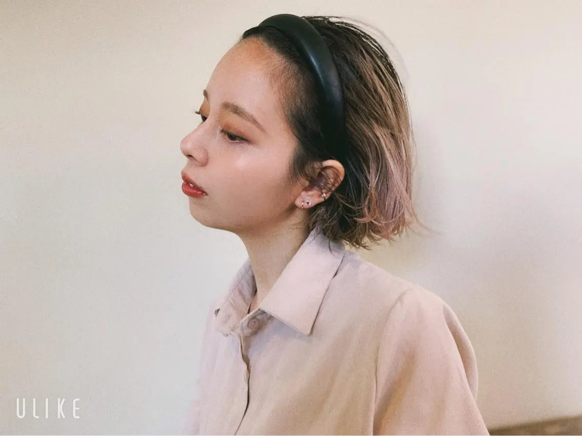 ショート カラー ダブルカラー 薬院:今泉/上川美幸 ボブ/顔周りレイヤーのヘアスタイル
