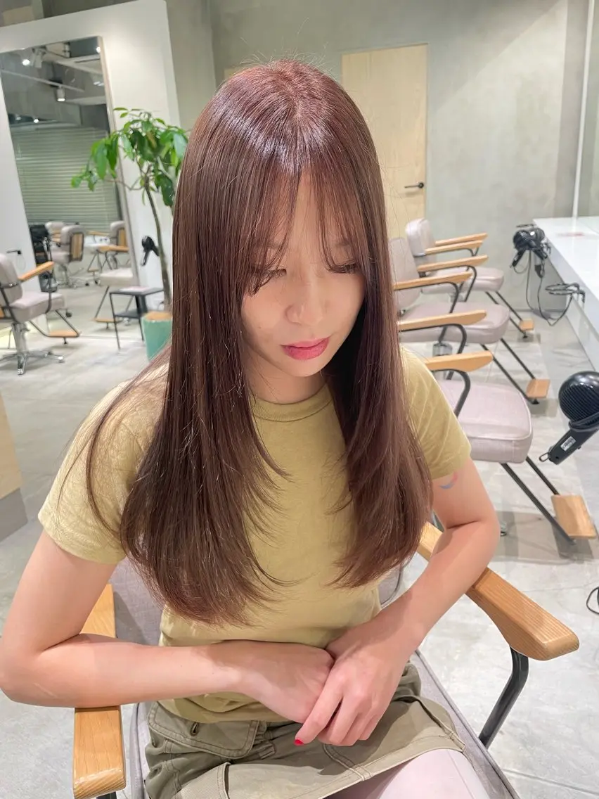 ミディアム hana🍑 ブリーチなしピンクのヘアスタイル