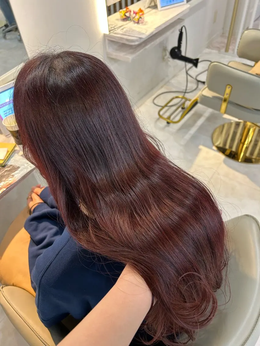 ロング カラー ラベンダーカラー ラベンダーピンク ピンクカラー カット ヘアカラー トリートメント 藤間 帆乃夏（とうまほのかのヘアスタイル