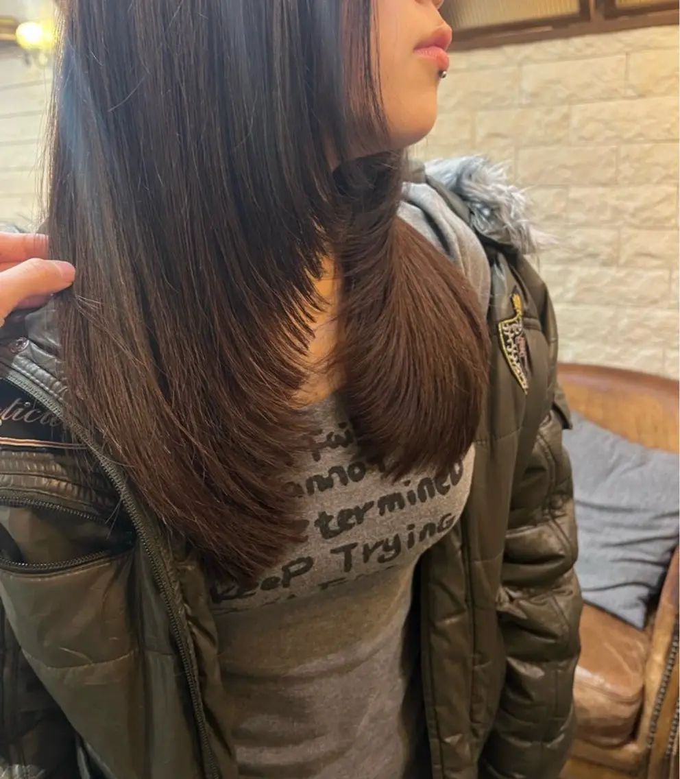 ロング レイヤーカット カット/ハイトーン まなみ🤍のヘアスタイル