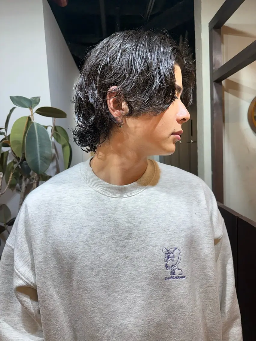 ミディアム メンズ ミディアムパーマ メンズパーマ ボブ カット パーマ メンズ特化美容師/栄 /本間さつきのヘアスタイル