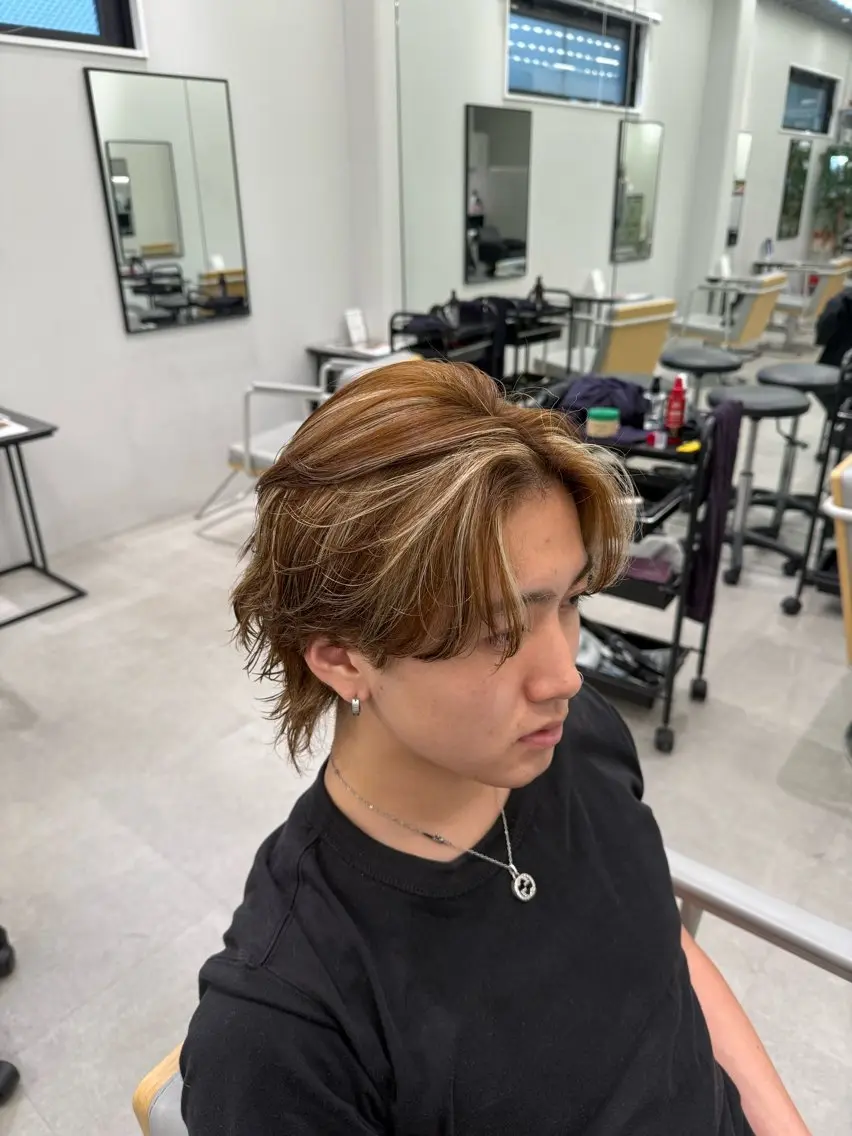 ショート カラー メンズ メンズハイライト ハイライトカラー 外国人風カラー ハイライト カット ヘアカラー Joule大分 メンズ特化植木永遠のヘアスタイル