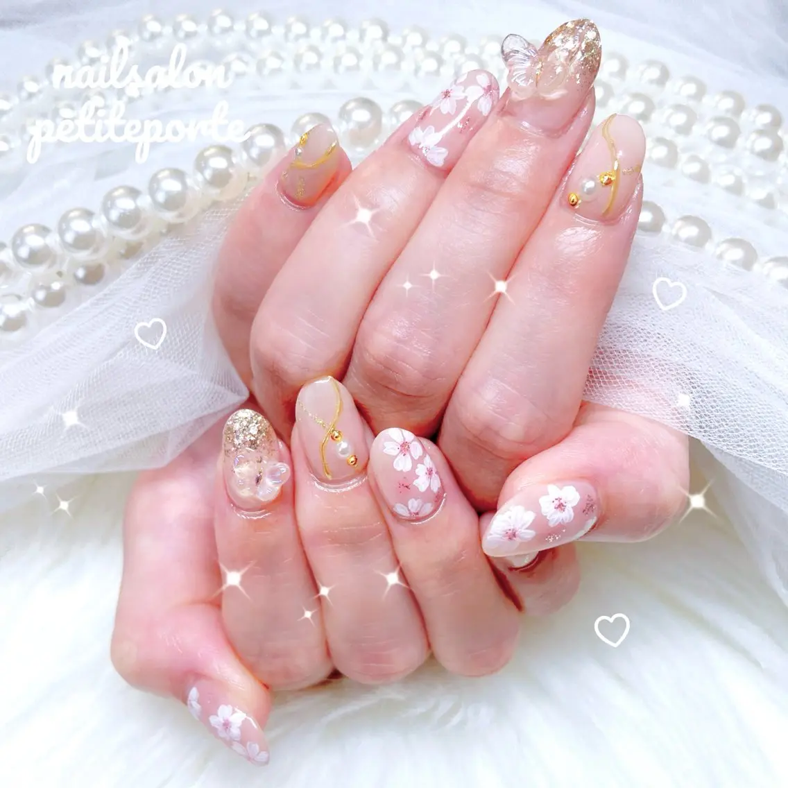 ネイル アートネイル 桜ネイル オフィスネイル ピンク ピンクベージュ ハンドネイル petite porteのネイルデザイン