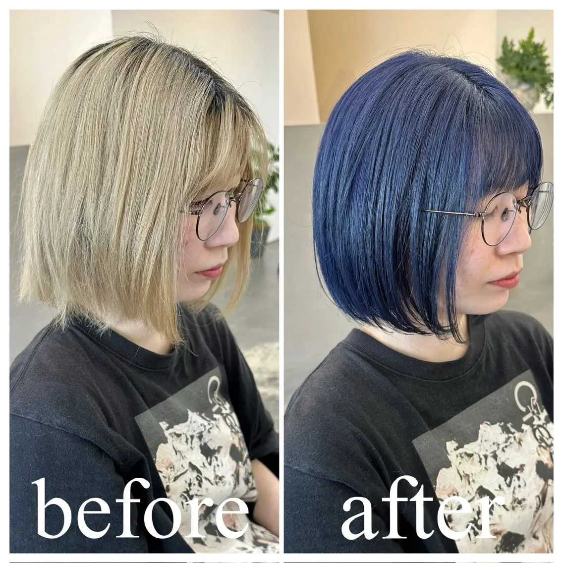 ミディアム カラー ブルーカラー ネイビーカラー 山本 駿介のヘアスタイル