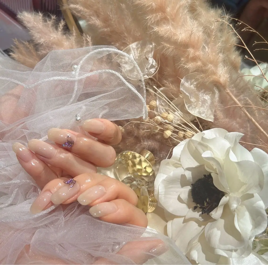 ネイル ワンカラーネイル ブライダルネイル Teddy🧸 _MIZUKIのマツエク・マツパデザイン