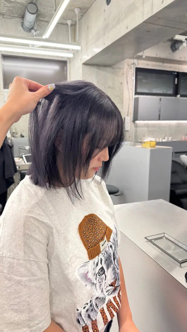 ミディアム カラー 透明感カラー グレージュ ラベンダーカラー ヘアカラー トリートメント shio ハイトーン 💗【福岡天神】のヘアスタイル