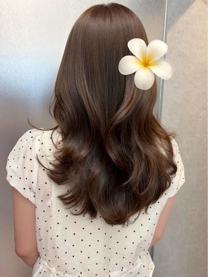 セミロング カット ヘアカラー トリートメント 福岡🤍海外レイヤー なお🎀のヘアスタイル