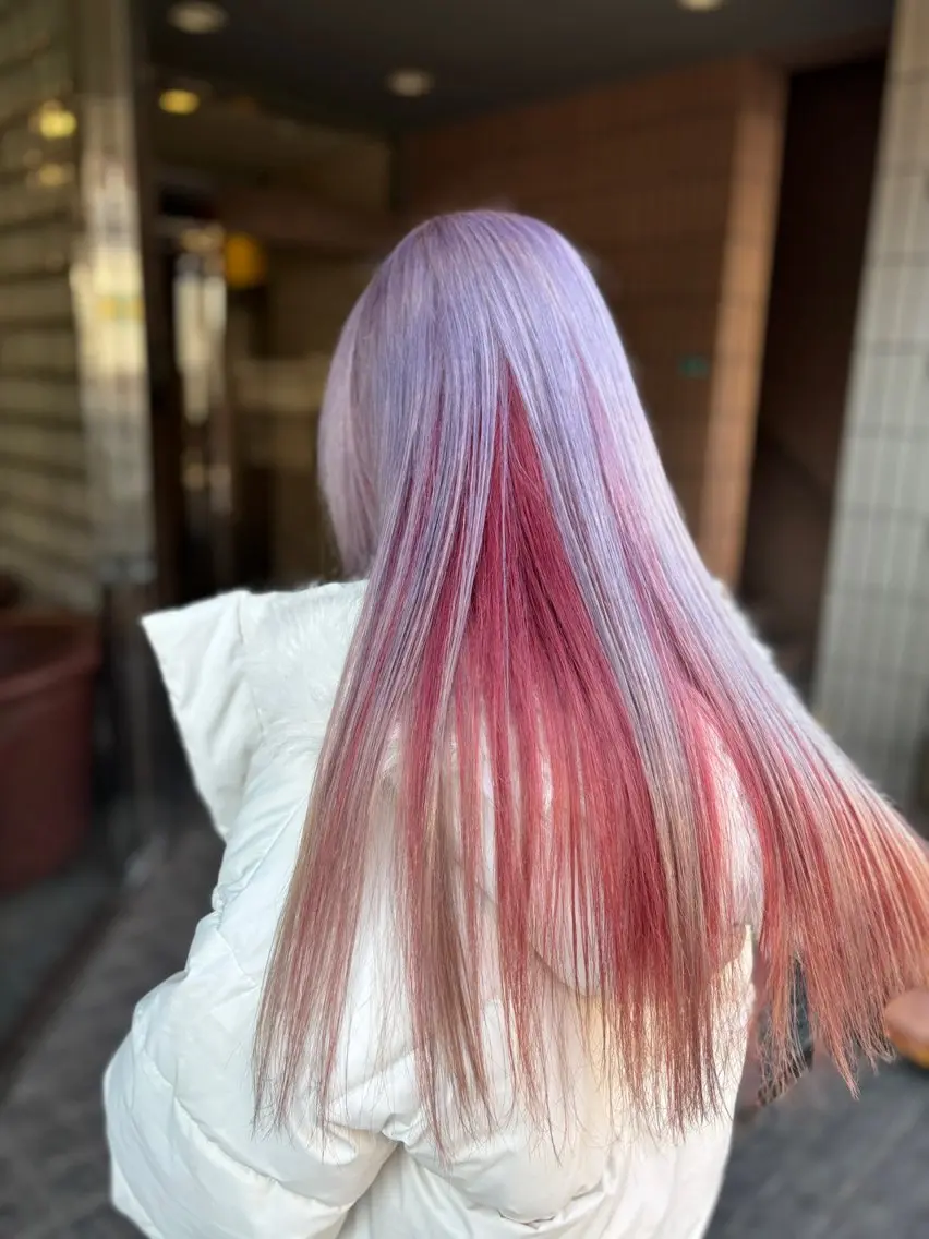 ロング カラー カット ヘアカラー トリートメント 🍒ブリーチカラー 🍊暖水 まりあのヘアスタイル
