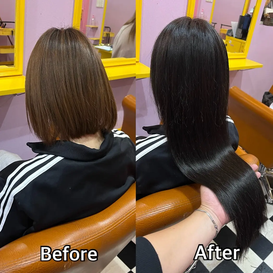 ロング シール＋ちび編み込み エクステ梅田🐨のヘアスタイル