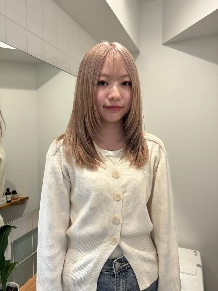 セミロング カラー ボブ/レイヤーカット 縮毛矯正/コウキ新宿のヘアスタイル