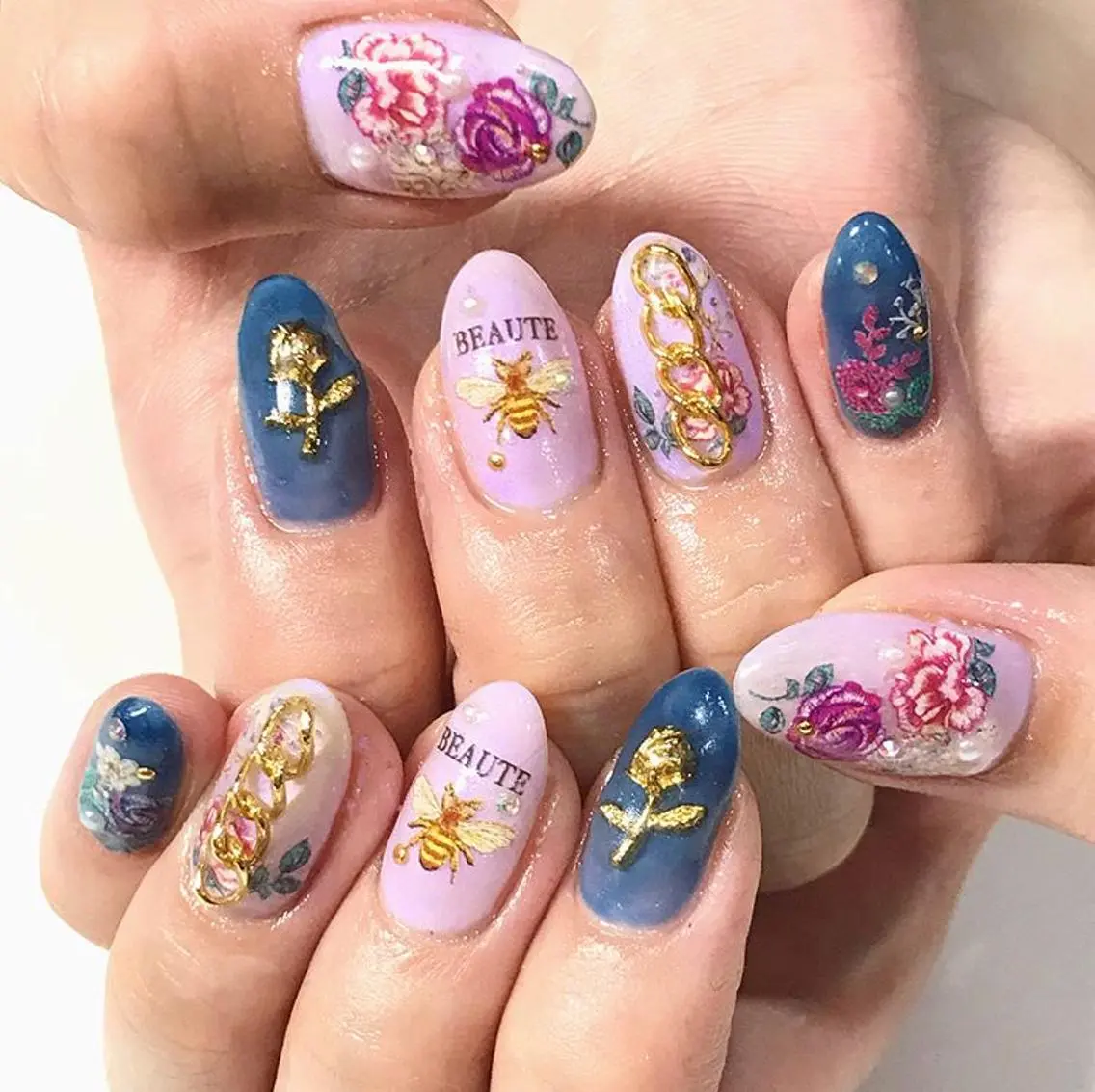ネイル 渋谷／チップ長さ出し 👑アプレgel-xのネイルデザイン